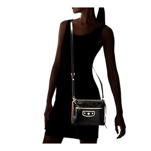 Lodis Pismo Pearl Kay Accordion Crossbody handbag black leather RFID